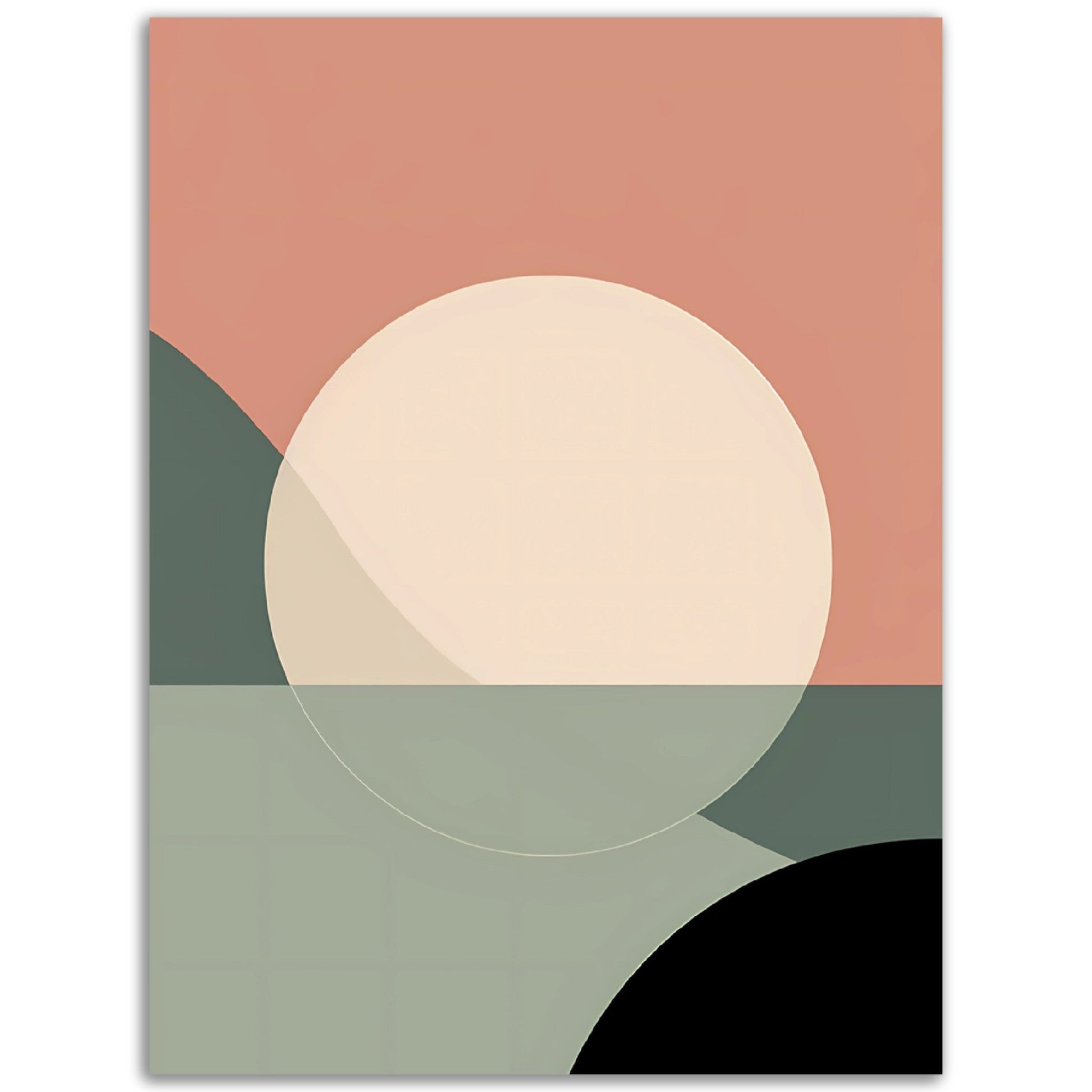 A vibrant Abstract Sunset Squared painting with a pink, green, and black background, perfect as wall art.