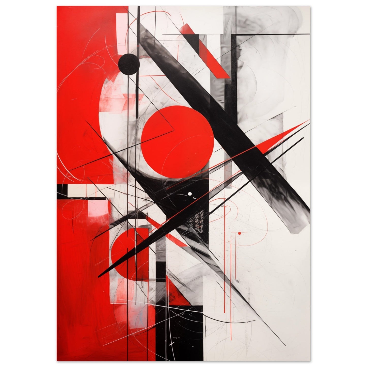 Chaos in the Vivid Divide, a red and black Abstract Art painting on a white background, perfect for wall art.