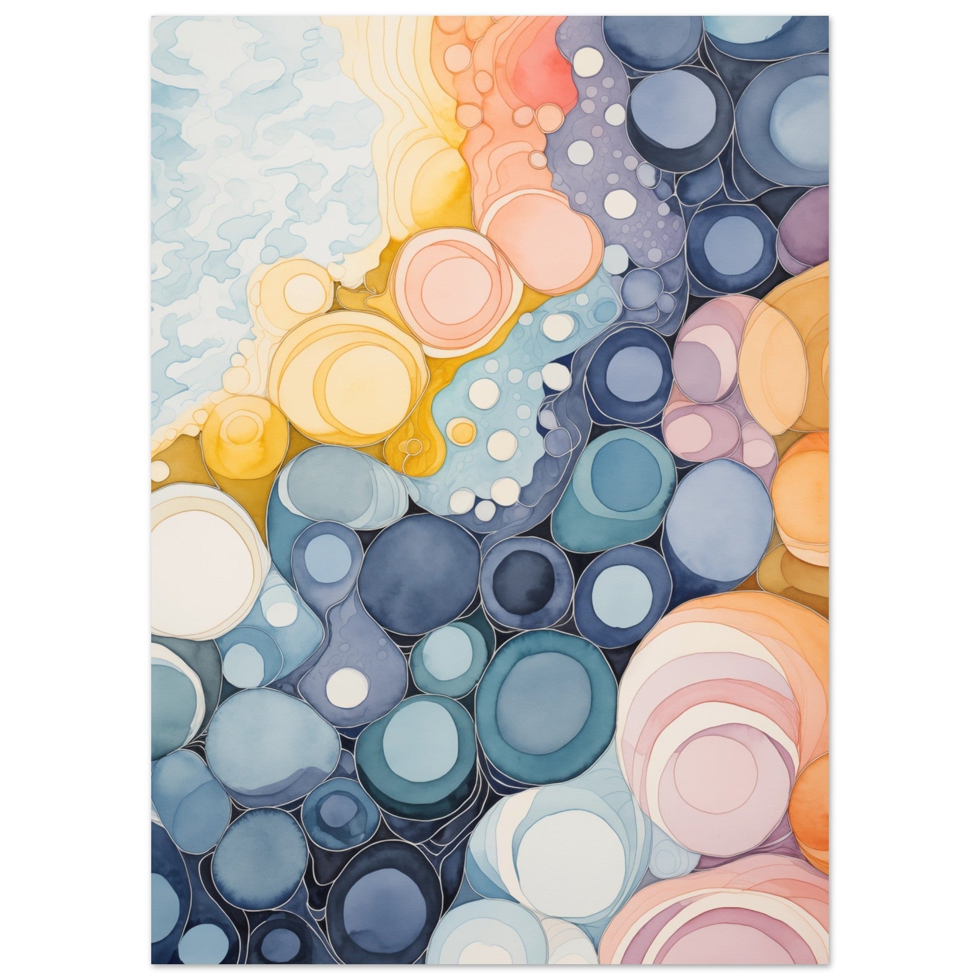 A watercolor painting of Chromatic Whirls, perfect for decorating your home as a Pop Art Poster Wall Art.
