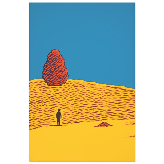 A Crimson Contemplation poster featuring a man standing in the middle of a field.