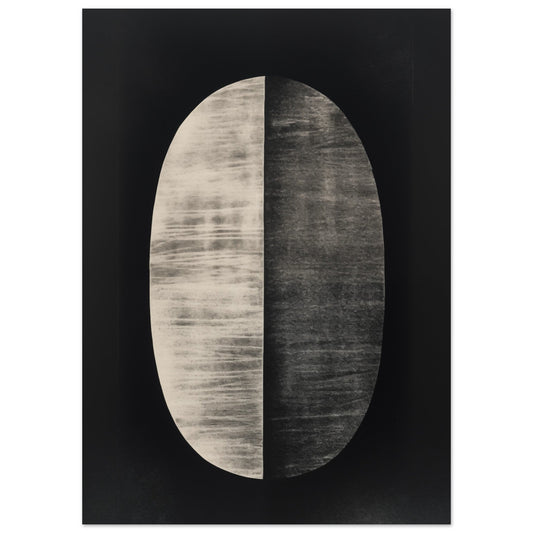 A black and white image of an oval suitable for Dichotomy in Monochrome Wall Art.