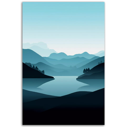 An Early Hue wall art poster featuring Nature & Scenery and a lake in the background, perfect for decorating a room.