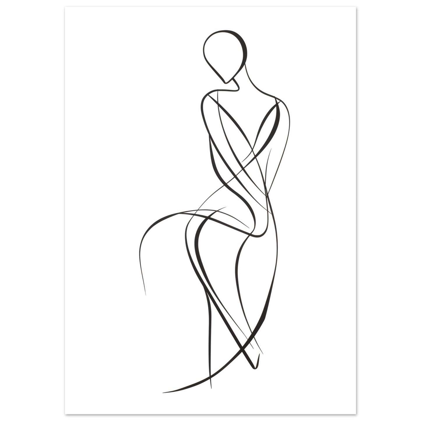 A black and white drawing of a woman's body, perfect for Essence of Elegance Wall Art or as a standout piece of Essence of Elegance Wall Art for any room.