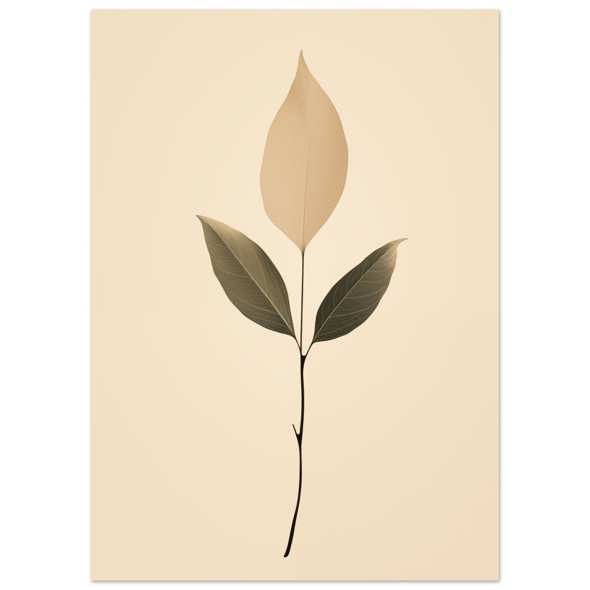 A beige leaf print on a beige background. Perfect for adding a touch of Essence of Vitality to any room decor.