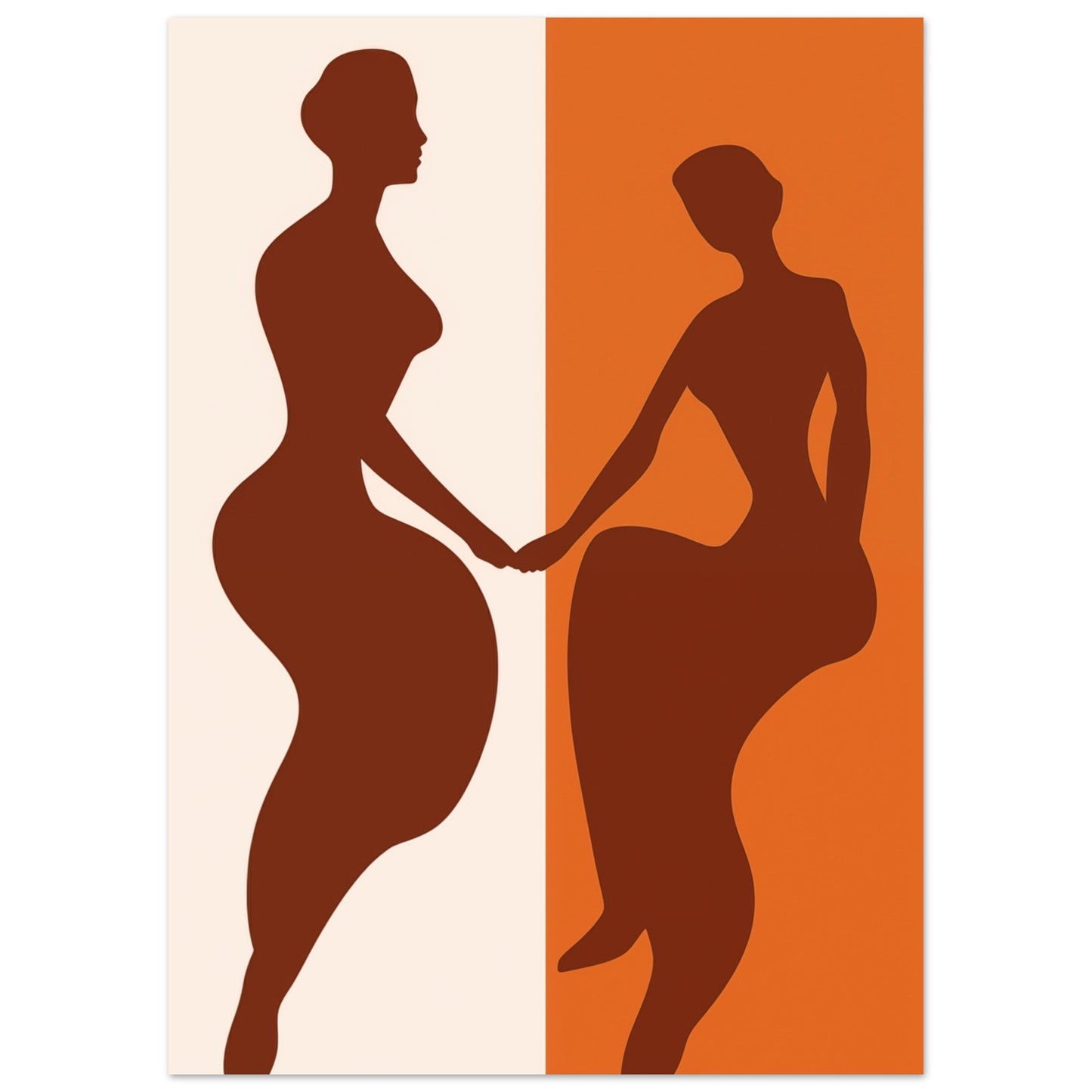 Two silhouettes of women holding hands on a Female Unity background.