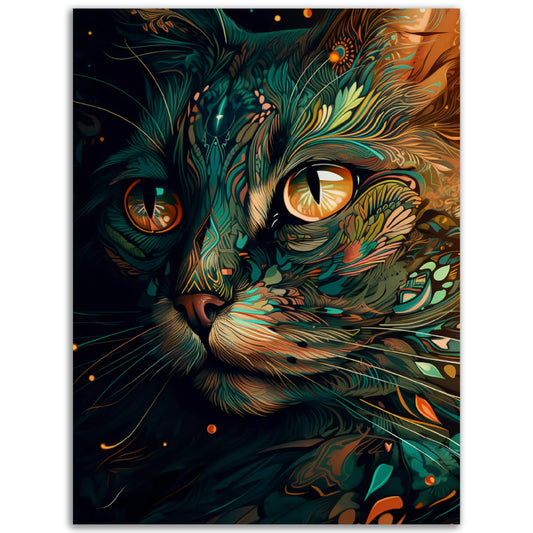 A Pop Art and mesmerizing Abstract Art painting, "Feral Ferocity", of a Animals's face, perfect for adding a touch of artistry to any colored wall or room.
