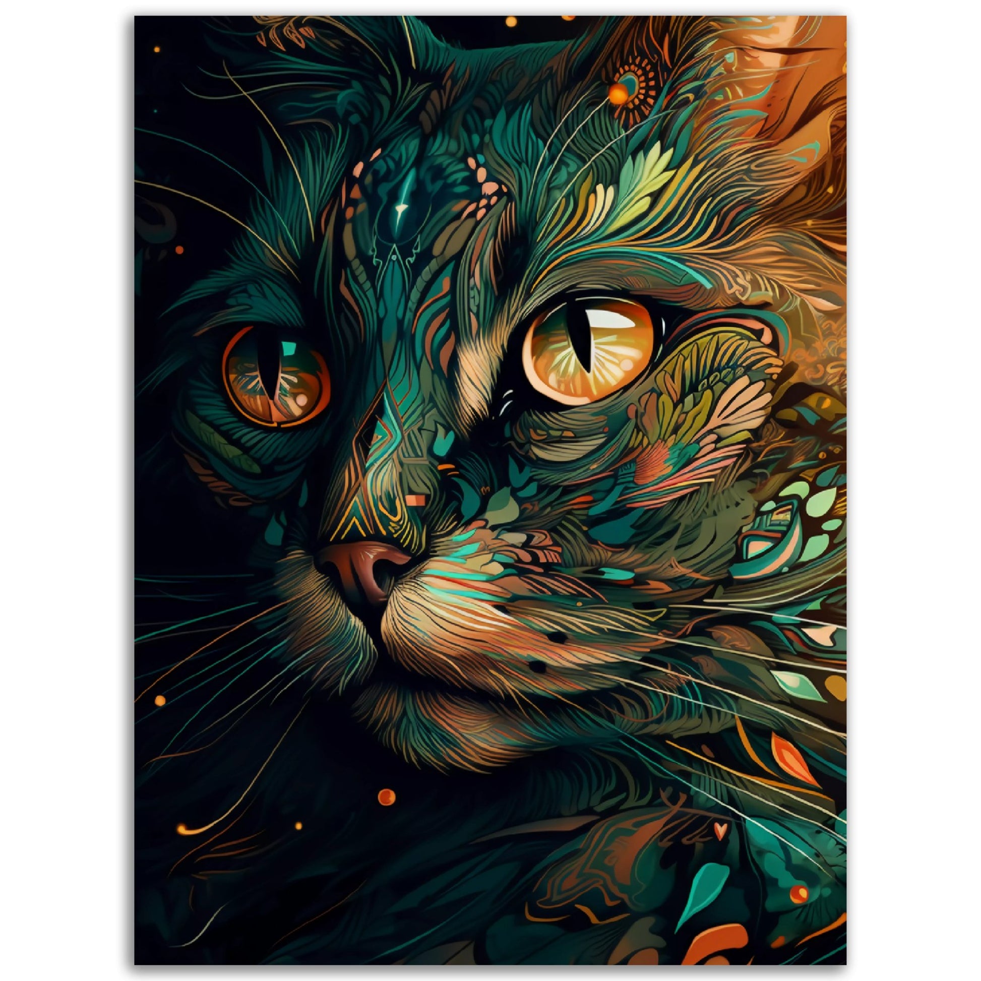 An Abstract Art painting of a Animals with green eyes, perfect as a Feral Ferocity wall art for rooms.