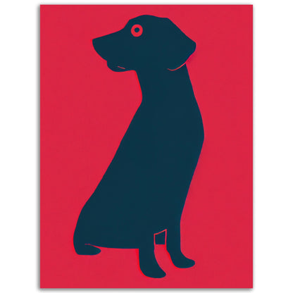 A black dog silhouette on a red background - perfect for colored wall art or as a Her Masters Voice for any room.