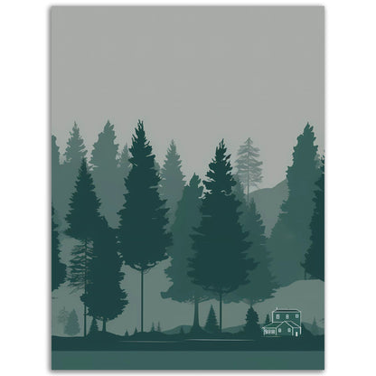 A colorful Isolated Home poster of a forest with trees in the background, perfect as wall art for any room.