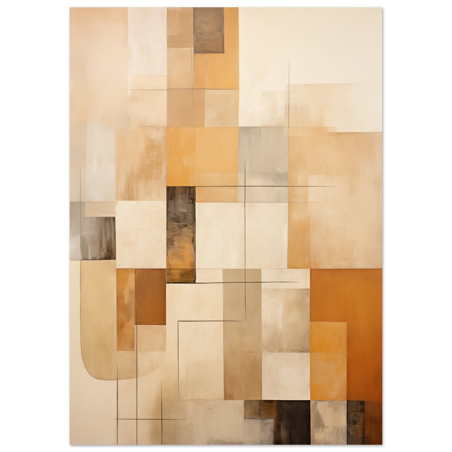 A brown and beige Abstract Art painting called "Lines in Sand", perfect for poster wall art or as colored wall art to decorate any room.