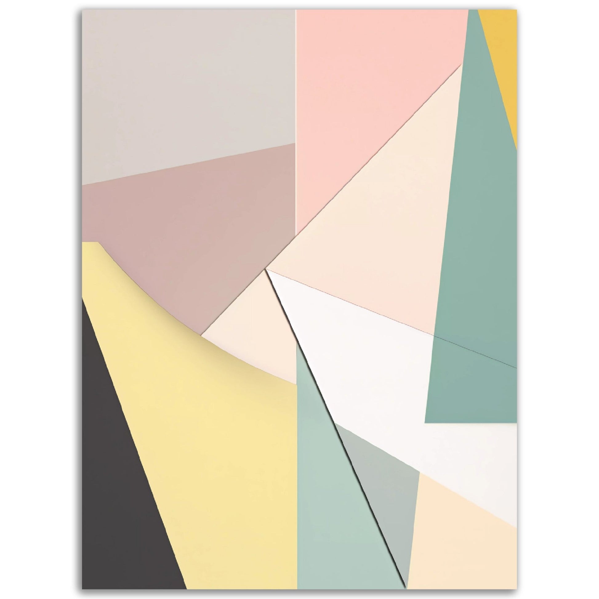 A Minimal Folded Abstraction painting with geometric shapes on a white background, perfect for posters for room decor or colored wall art.