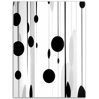A black and white Abstract Art painting with black and white circles, available as Oiled Droplets high quality posters.