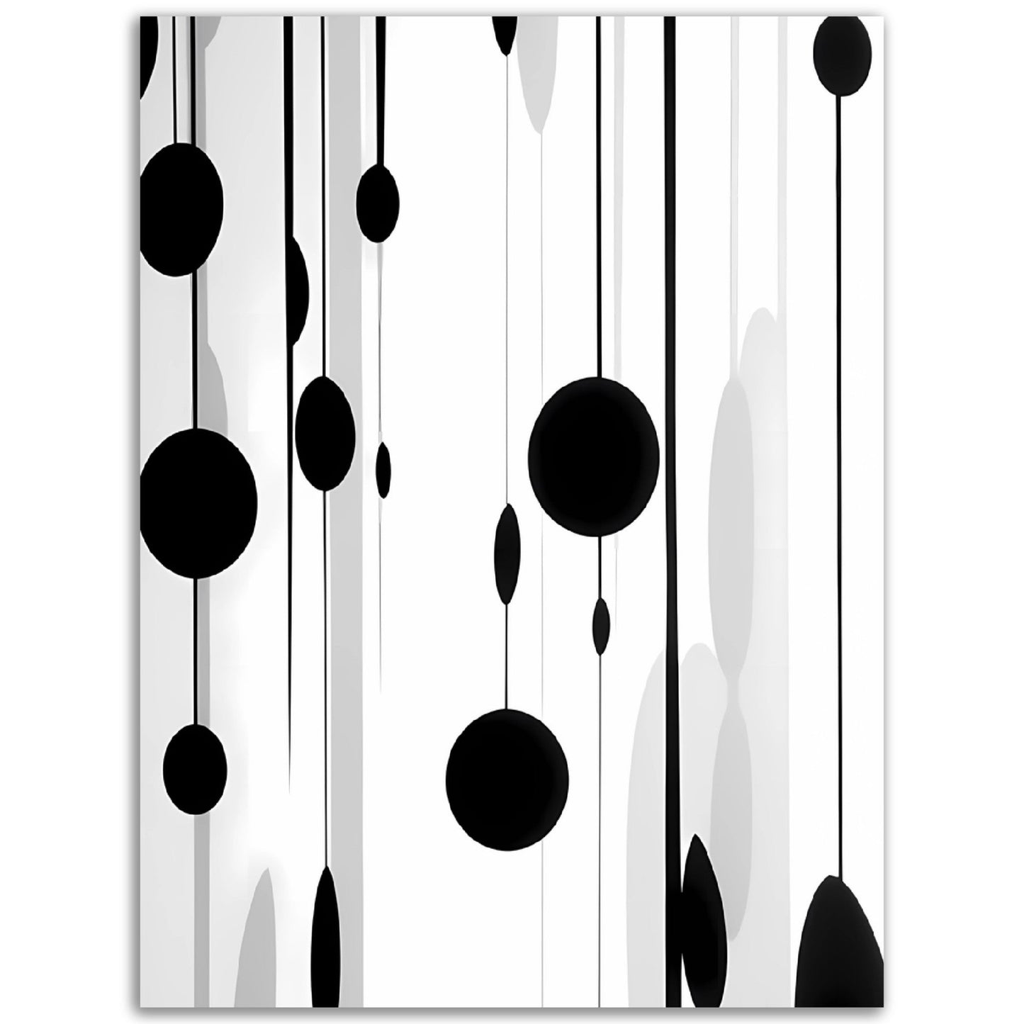 A high quality Oiled Droplets Abstract Art painting with black and white dots, perfect as wall art for rooms.