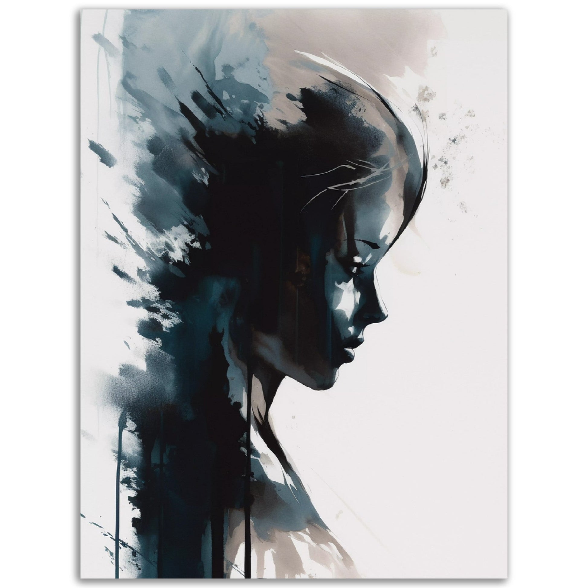 A stunning Abstract Art painting of a woman's face available as "Passing Yourself" high quality posters.