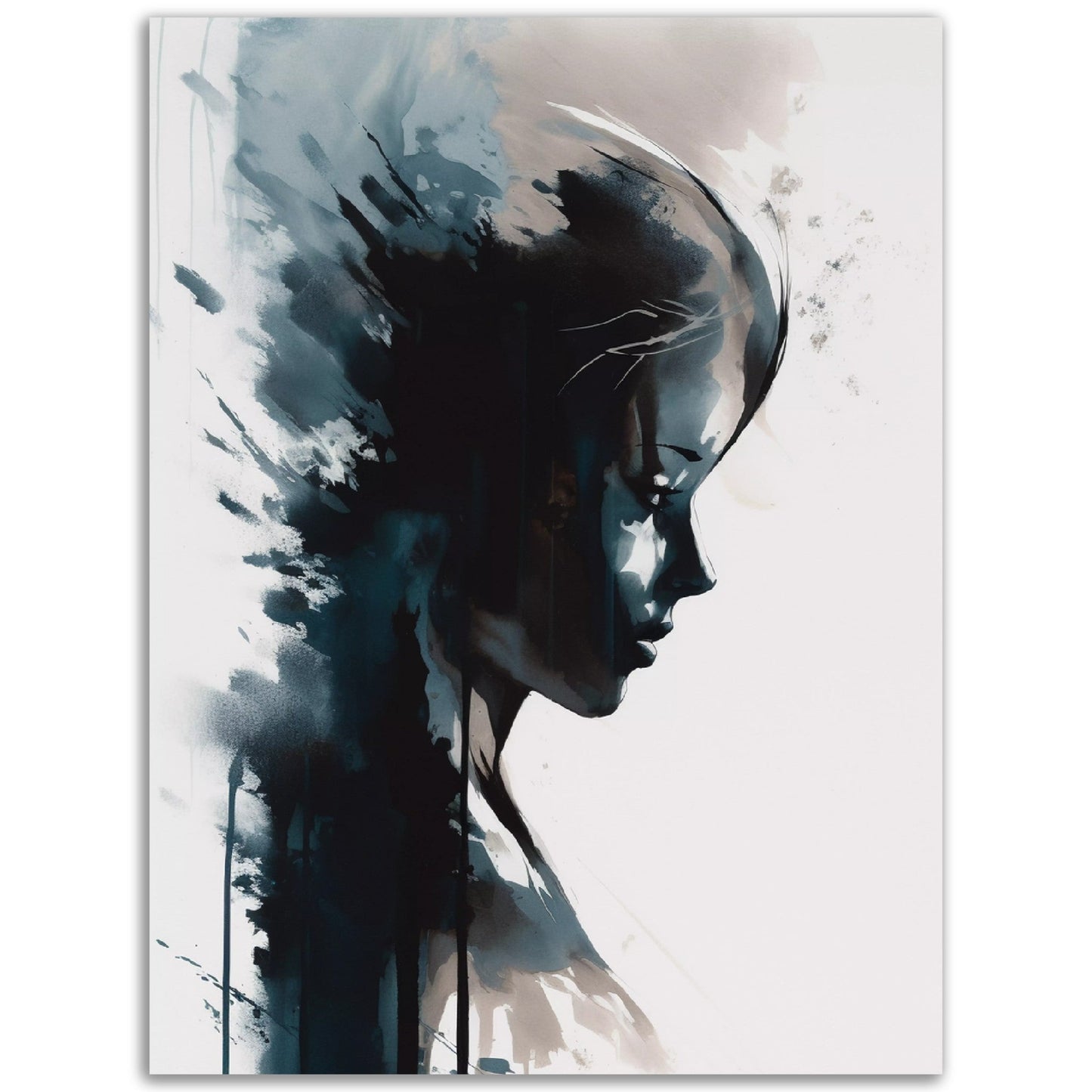 An Abstract Art painting of a woman's face, perfect for high-quality posters and wall art in any room, Passing Yourself.