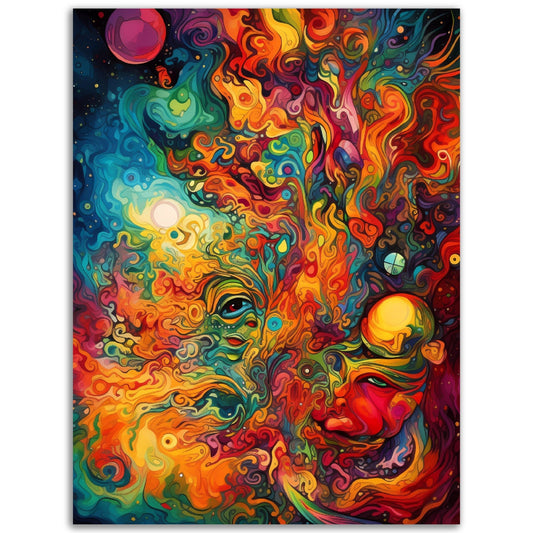 A Pop Art Abstract Art painting with colorful swirls and swirls, perfect as Psychedelic Minds wall art.