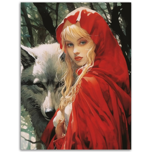 High Quality Posters of the Red Riding Hood with a wolf, perfect for decorating your room with stunning poster wall art.