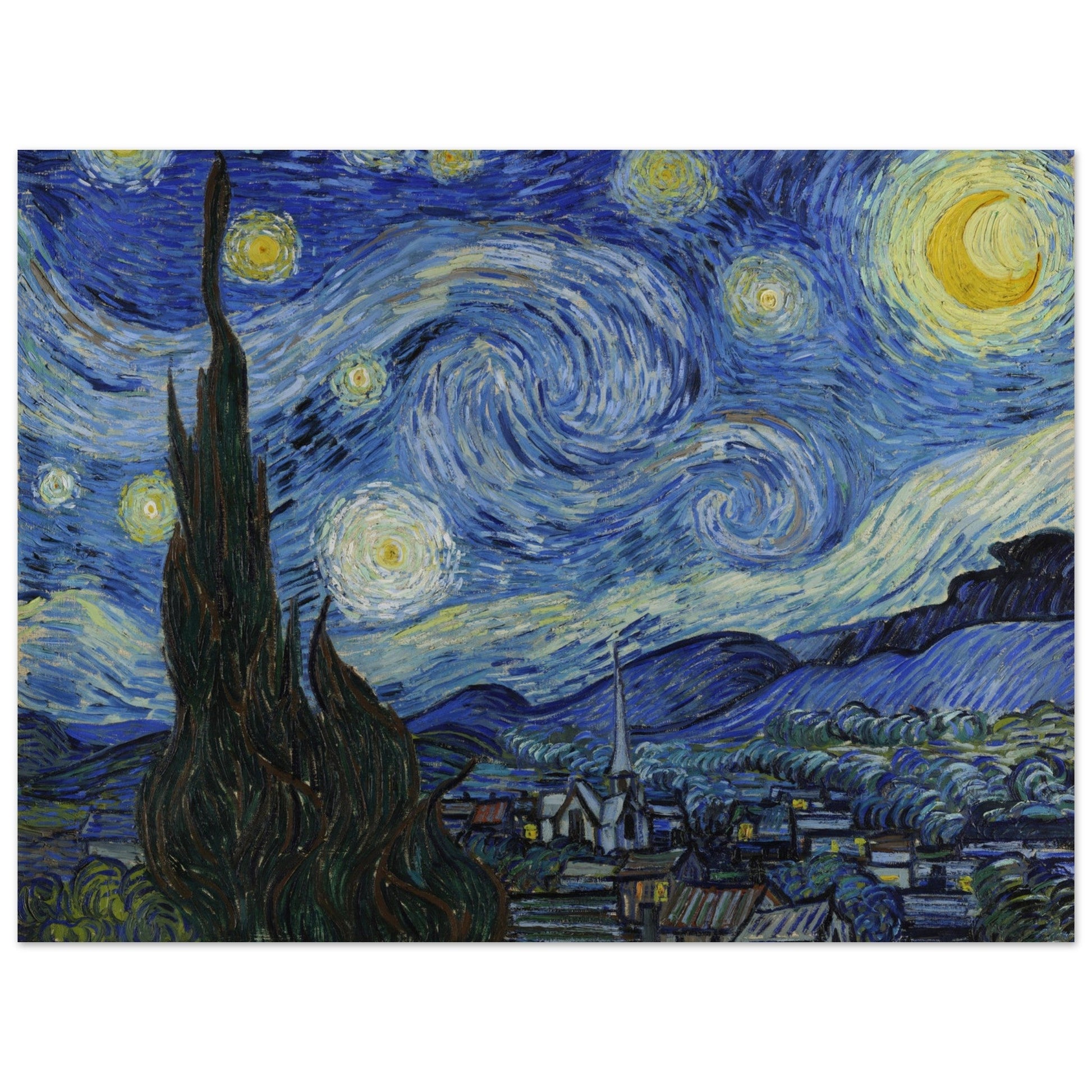 Starry Night" by Van Gogh is a captivating masterpiece that will enhance any living space. This high quality poster showcases the artist's iconic painting, making it the perfect addition to your home.