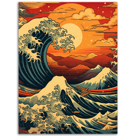 The Sunset On Choppy Ocean is a mesmerizing masterpiece of Poster Wall Art that showcases the power and beauty of nature. With its Pop Art and dynamic blend of colors, it creates a visually breathtaking scene.