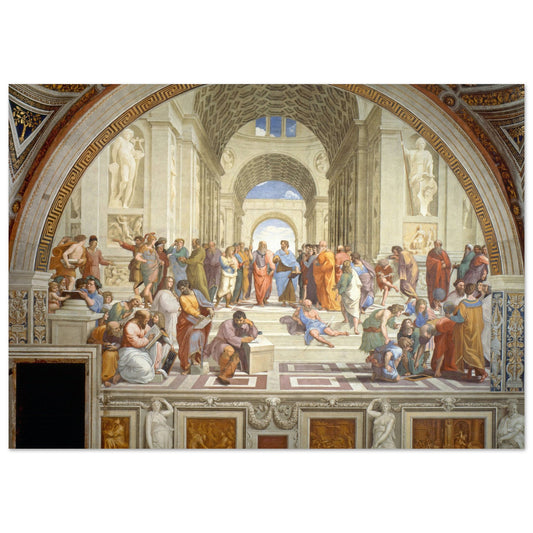 The School of Athens, a captivating masterpiece of The School of Athens. Immerse yourself in the brilliance and detail of this high-quality poster. Perfect for adding a touch of elegance to your space.