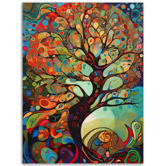 A high-quality poster of The Summer Bloom, featuring a colorful tree with swirling patterns.