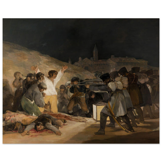 A high quality colored wall art poster depicting "The Third of May 1808" in front of a building. Perfect for decorating your room with unique posters.