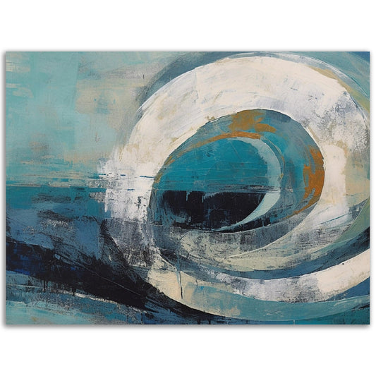 A high quality Trace In Waves poster of an Abstract Art wave in blue and white.