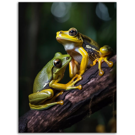 Two Tropical Friends sitting on a branch in a high quality poster for room décor.