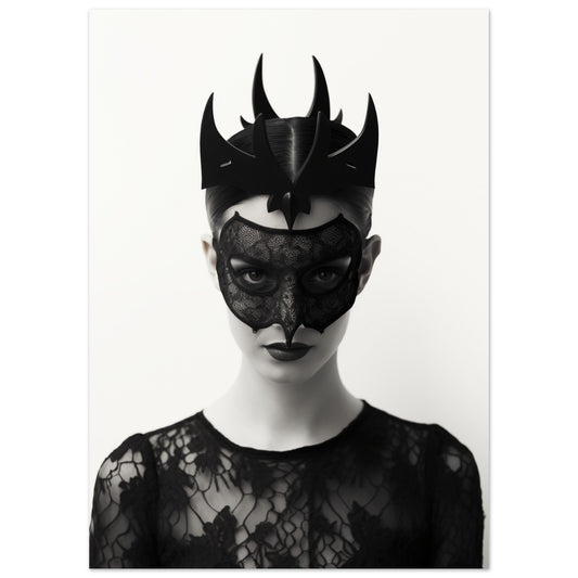 A woman wearing a black mask and lace dress stands as the subject in these elegant and captivating Veiled Lady posters for room decor. Specially designed to complement colored wall art, these Veiled Lady poster wall art pieces add.