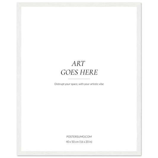 A White Wood Frame, 40 x 50 cm (16 x 20 in) with the words art goes here, perfect for colored wall art or posters for room.